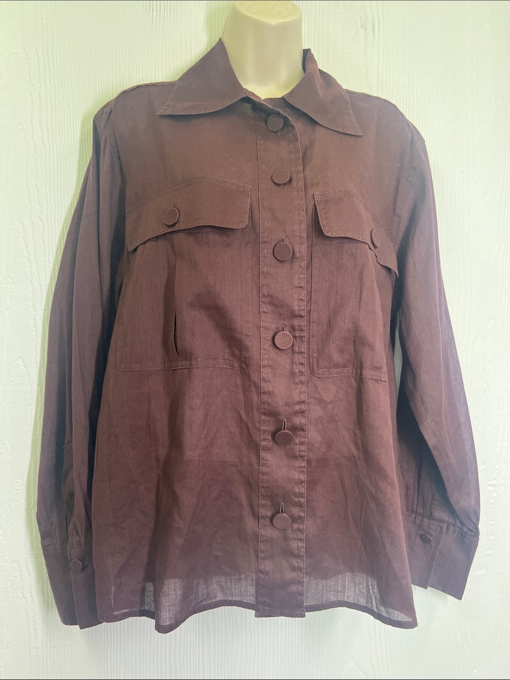 Madewell - Utility Pocket Button Down Lightweight Long Sleeve Blouse Size Medium - Picture 6 of 12